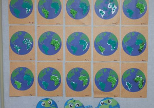 Galeria prac plastycznych dzieci o tematyce „Moja planeta – Ziemia”.